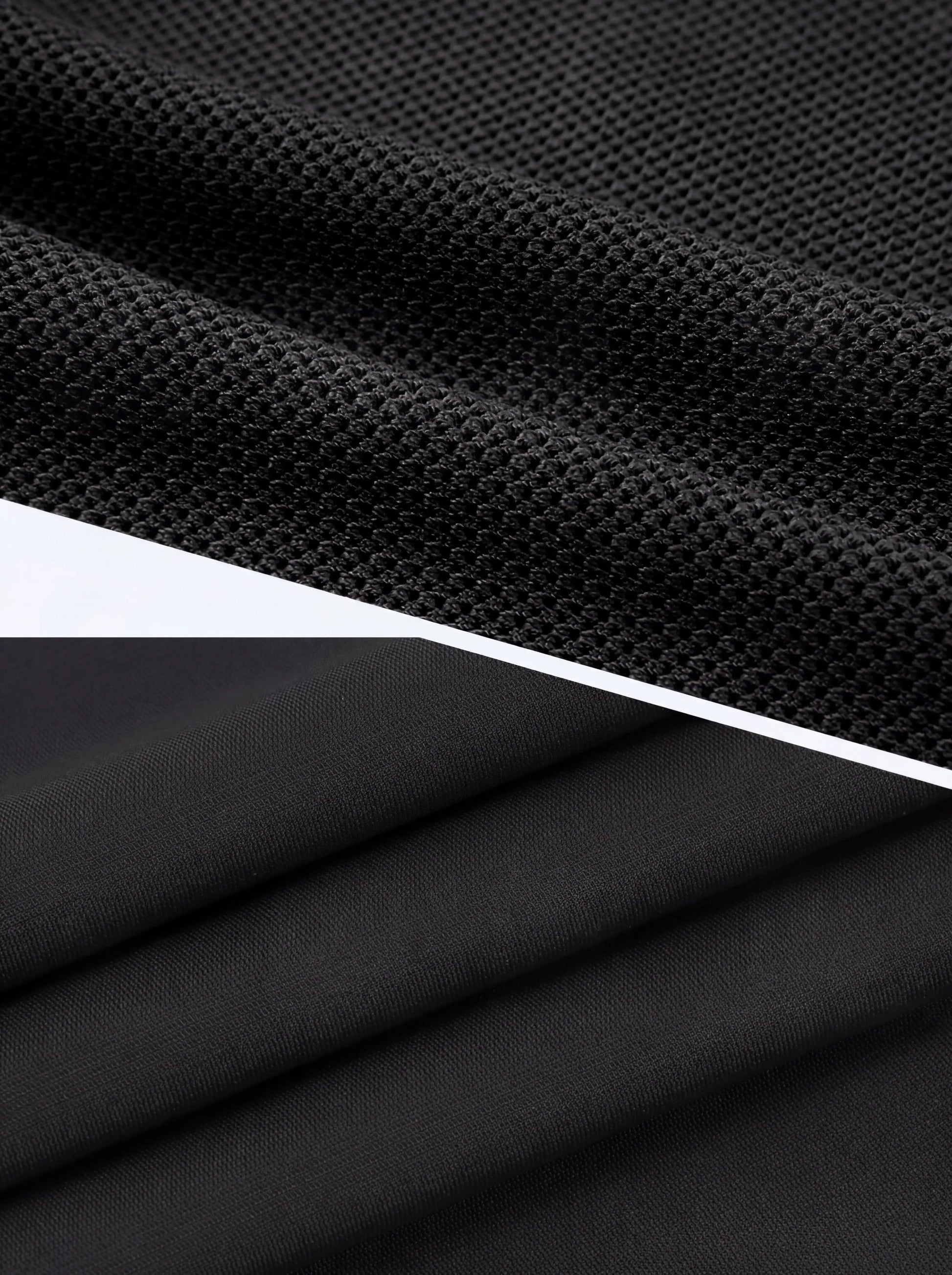 Black textured cycling fabric with smooth flat seam detail