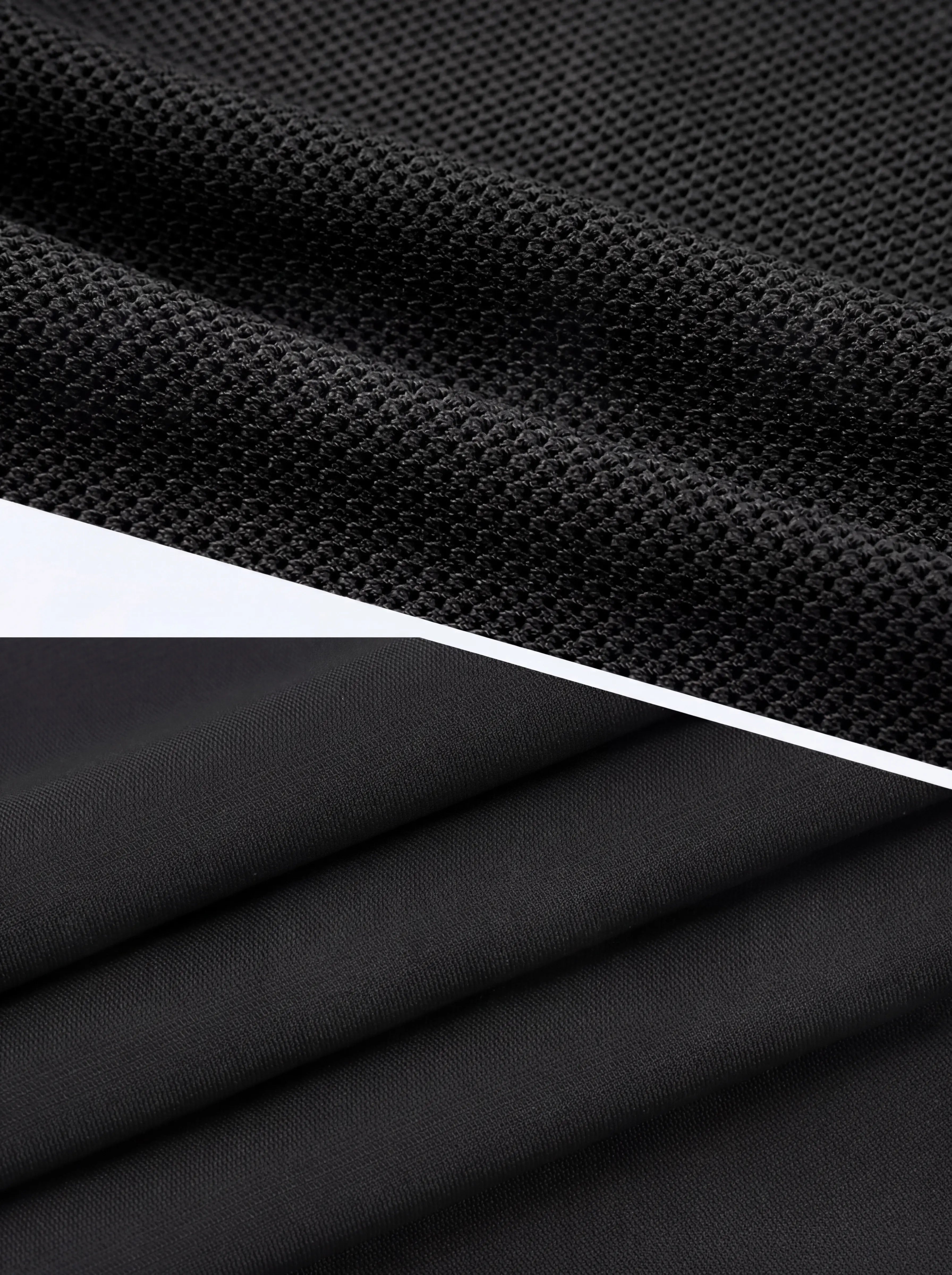 Black textured cycling fabric with smooth flat seam detail