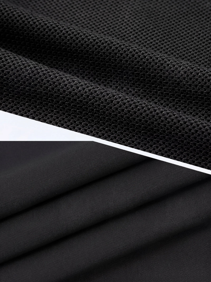 Black textured cycling fabric with smooth flat seam detail