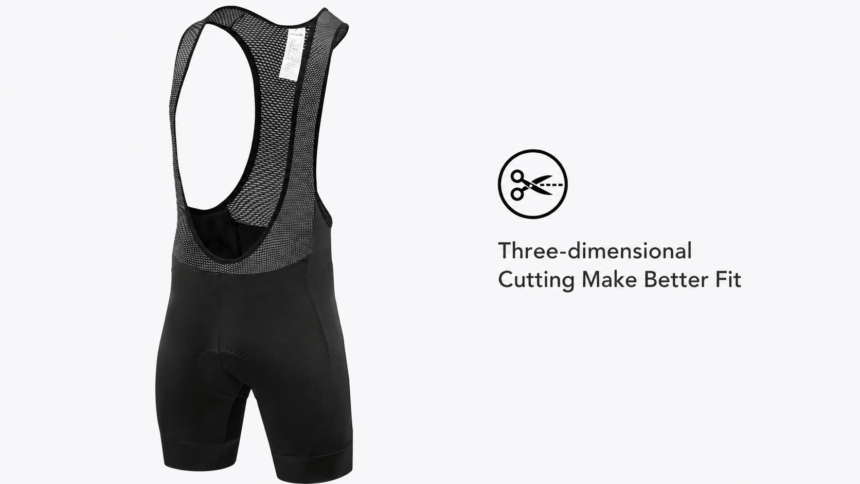 QUALICOS Men's Cycling Bib Shorts Without Pockets black 3D ergonomic cut with mesh bib straps and padded seat
