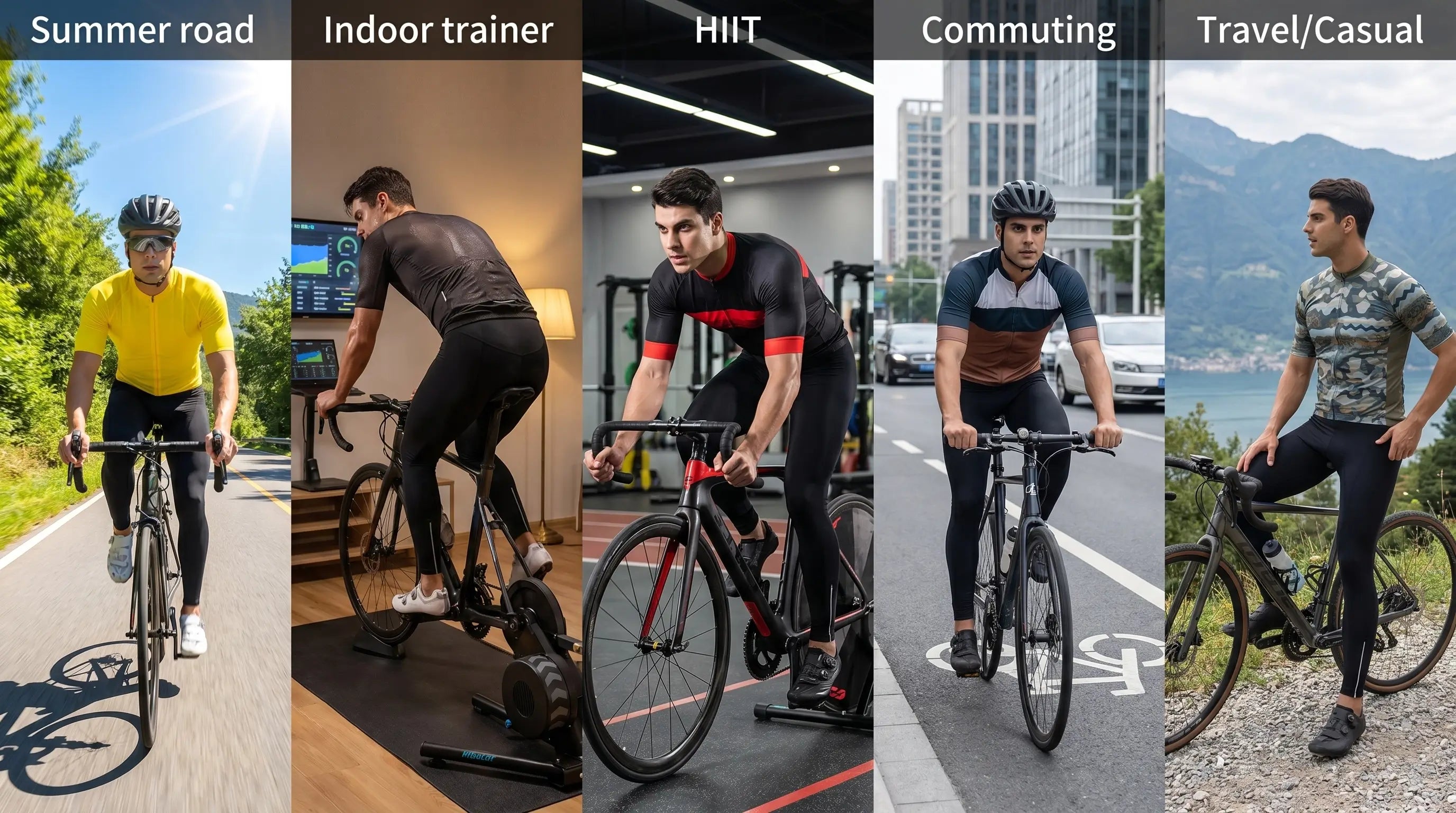 QUALICOS Men's Cycling Bib Tights for road cycling, indoor trainer, HIIT, commuting, and travel rides