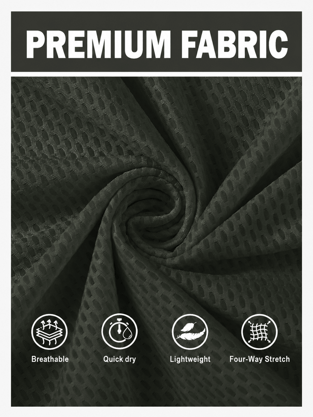 QUALICOS Men's Mesh Cycling Base Layer black premium mesh fabric with breathable, quick-dry, lightweight and 4-way stretch features