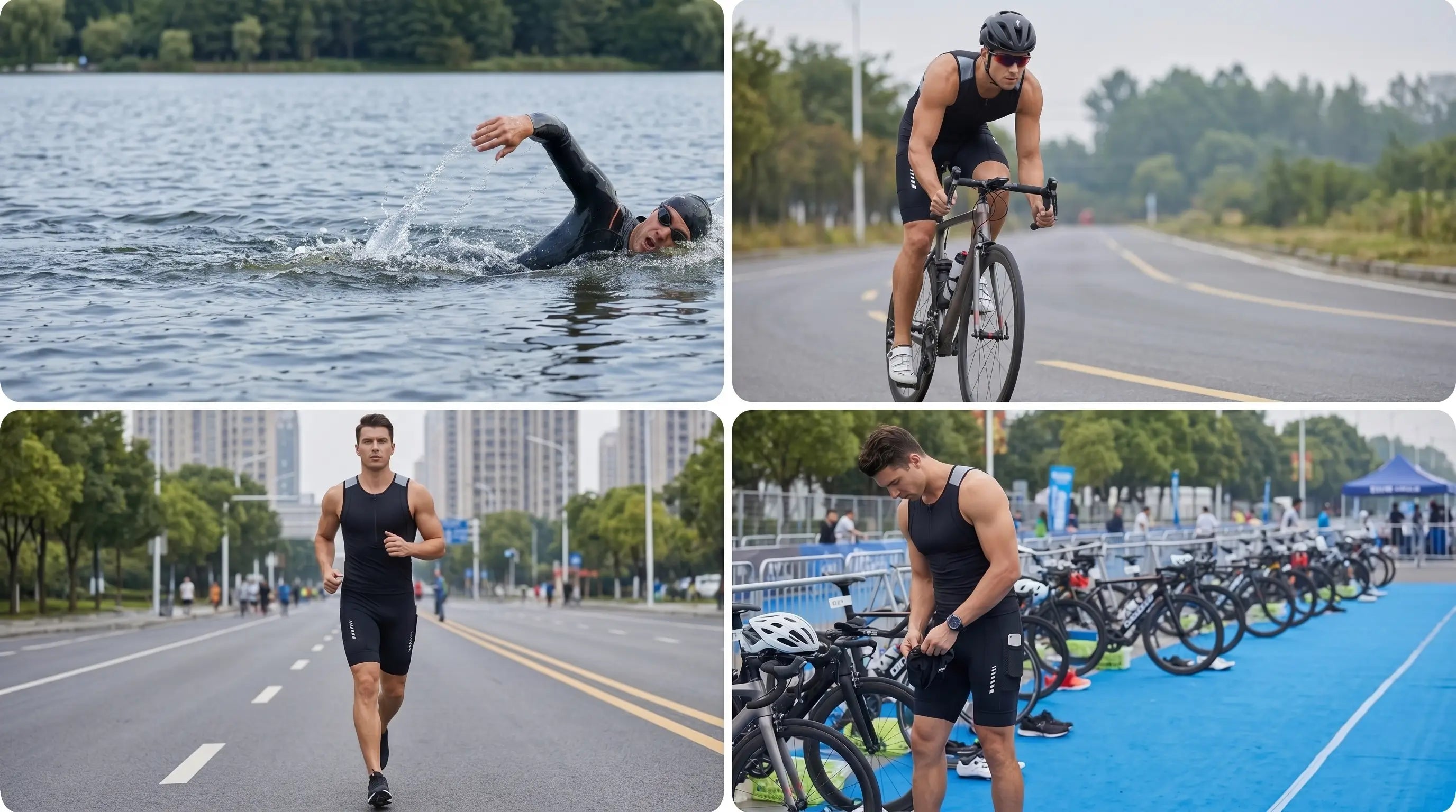 QUALICOS Men's Tri Shorts black triathlon shorts for swim, bike, run and race transition
