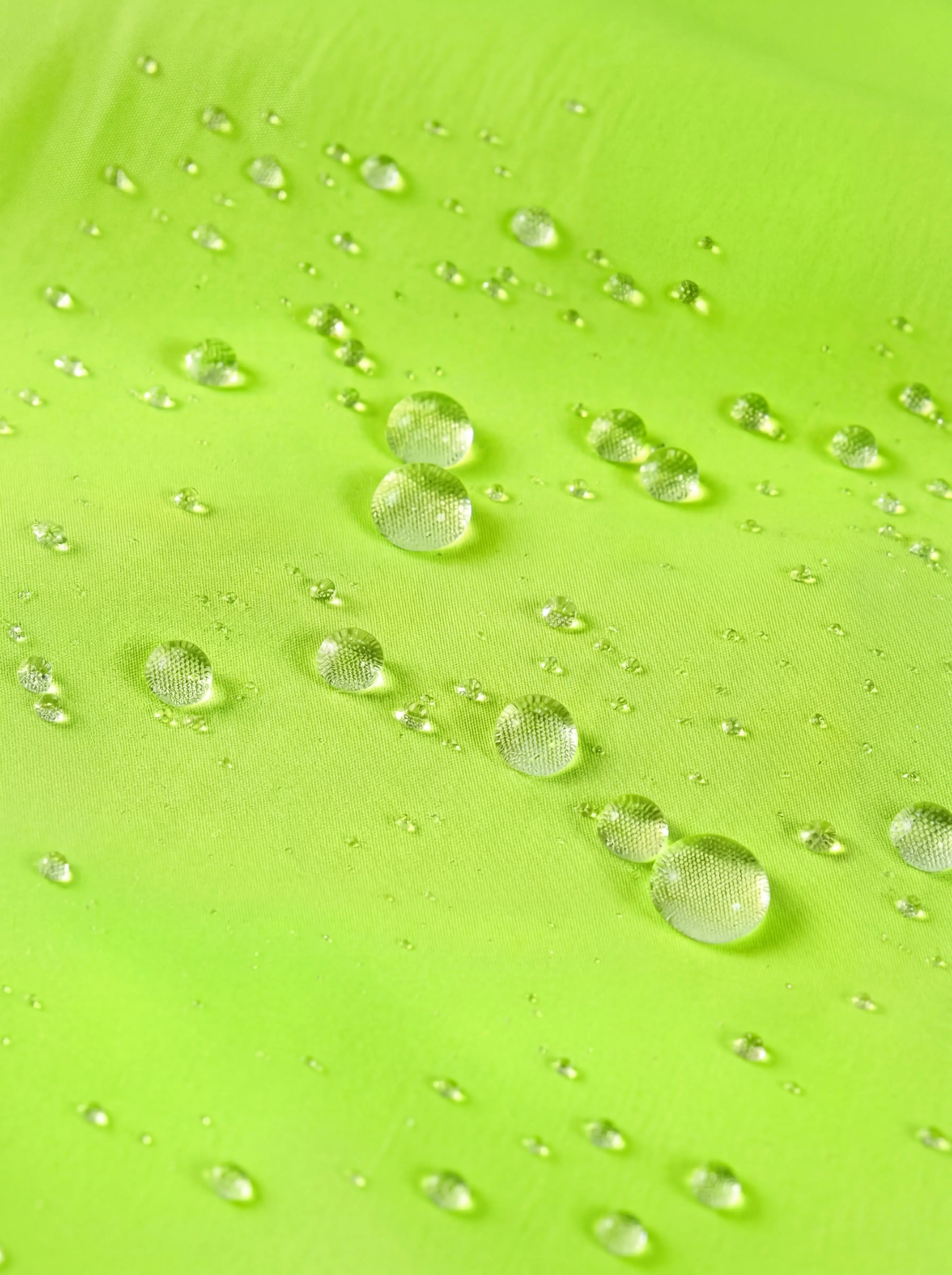 QUALICOS Men's Windproof Cycling Vest high-vis yellow water-repellent fabric close-up with beaded droplets