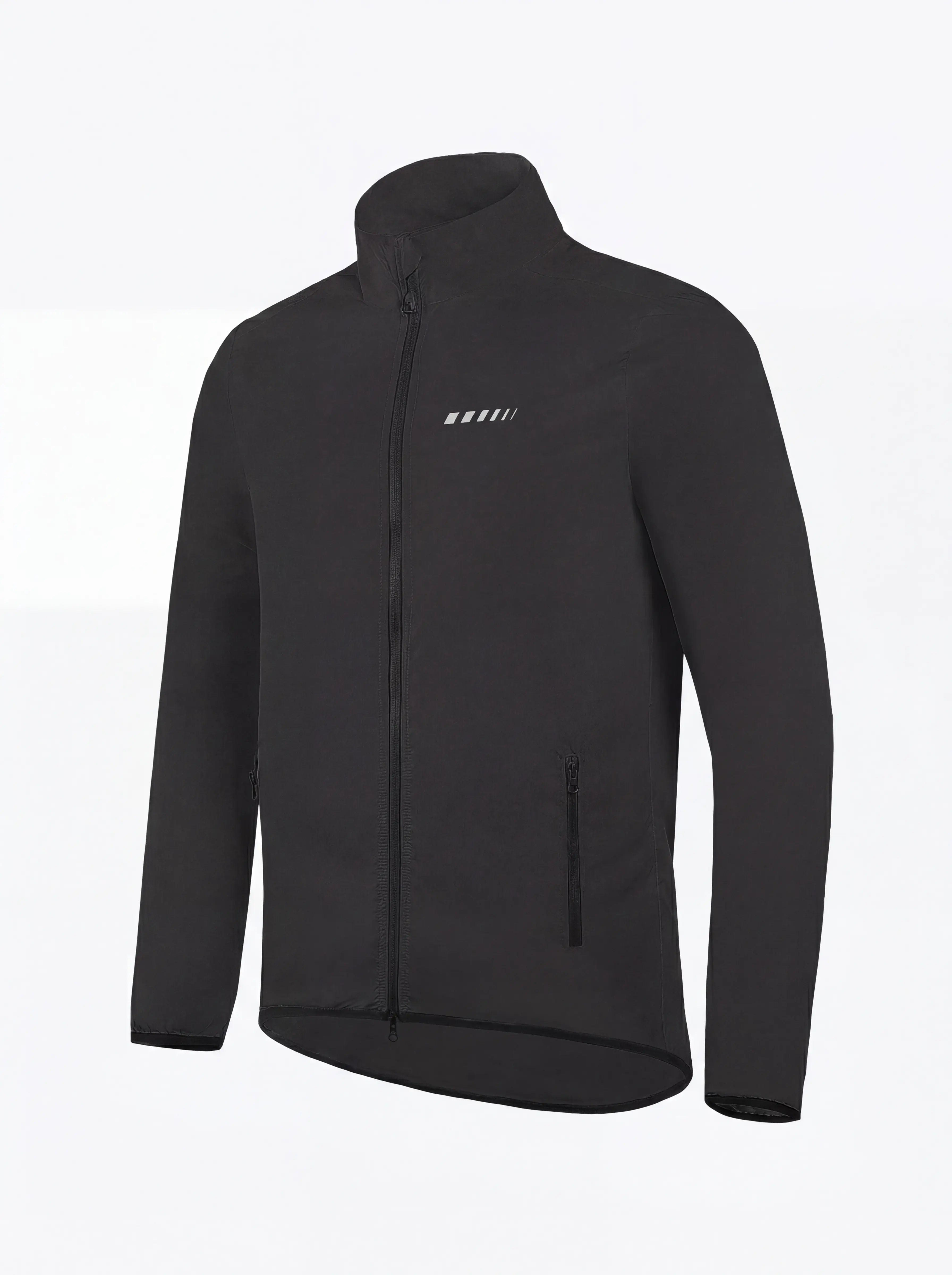 QUALICOS Men's Windproof Long Sleeve Jacket black lightweight cycling jacket with full zipper