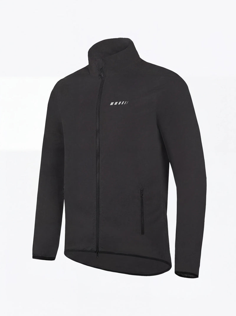 QUALICOS Men's Windproof Long Sleeve Jacket black lightweight cycling jacket with full zipper