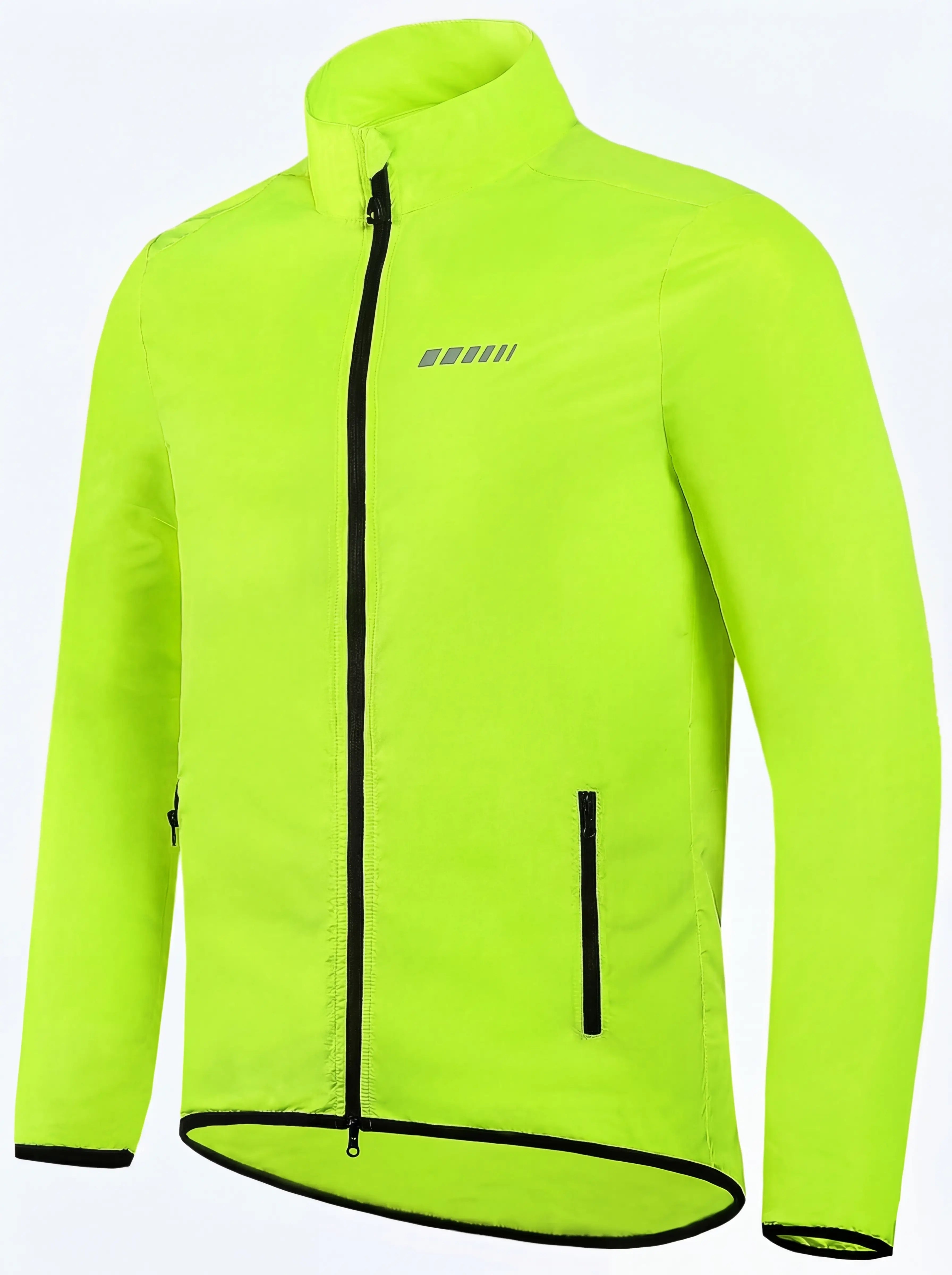 QUALICOS Men's Windproof Long Sleeve Jacket neon green lightweight full-zip cycling jacket