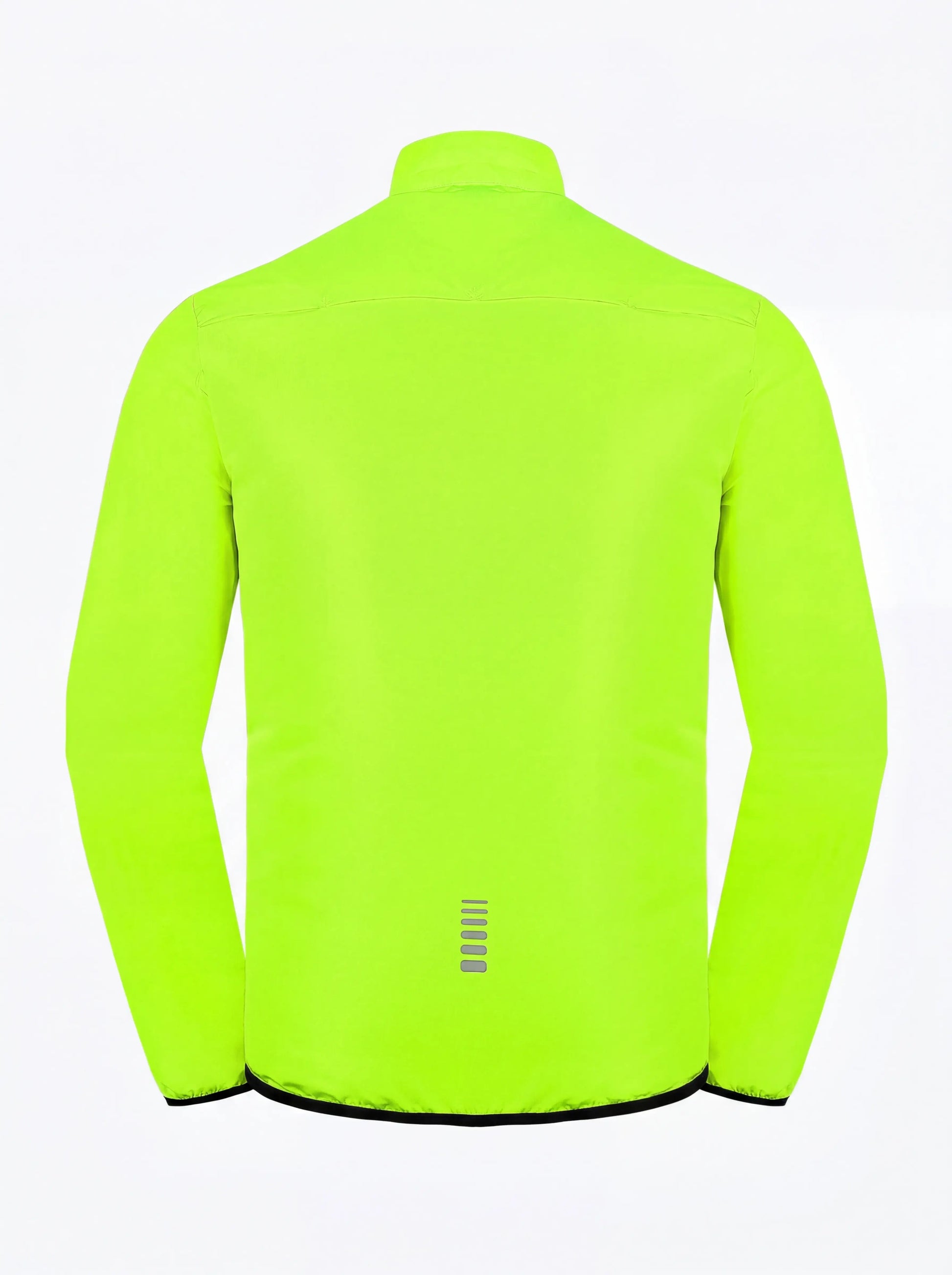 QUALICOS Men's Windproof Long Sleeve Jacket neon green back view with rear reflective detail