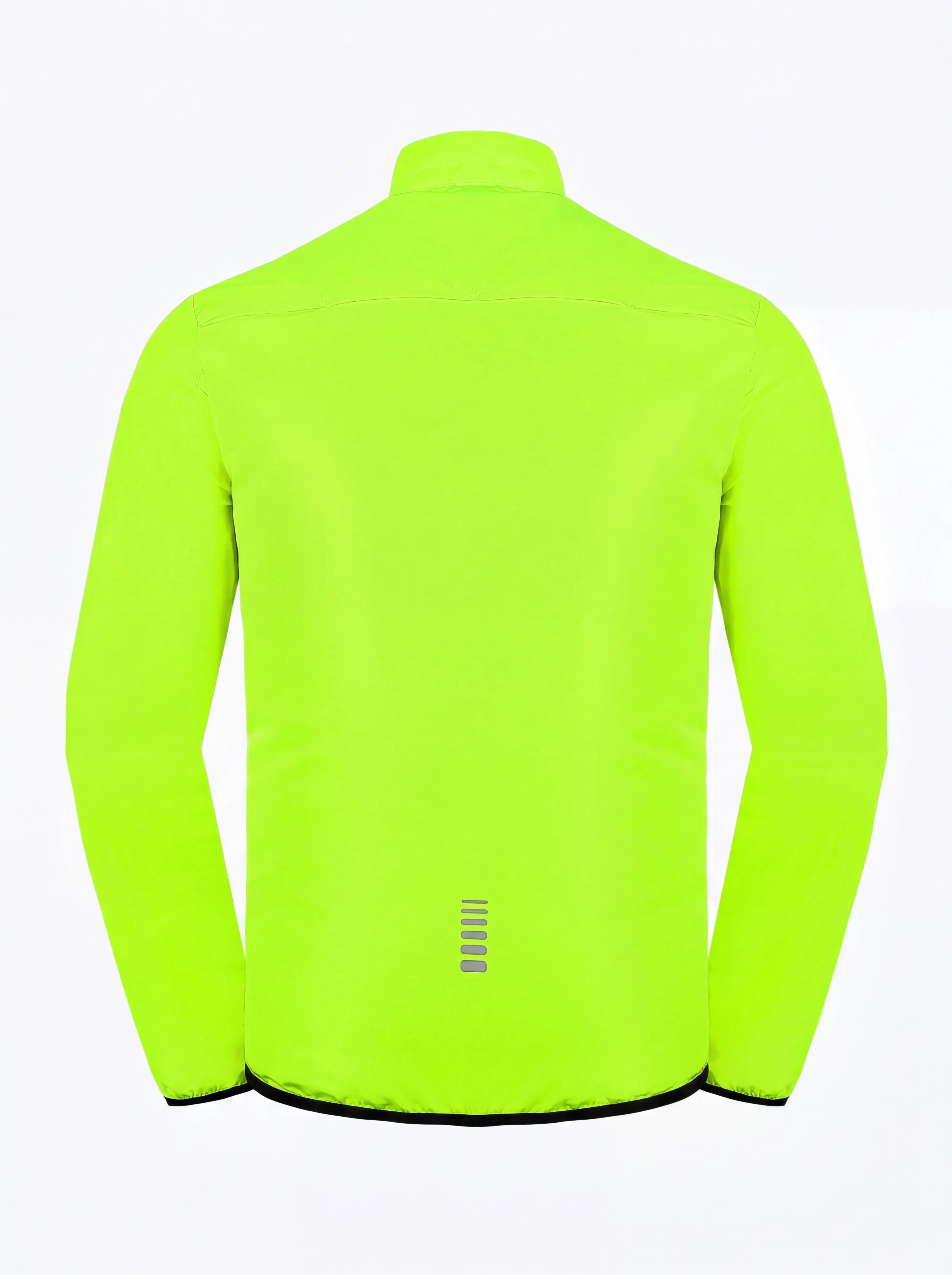 QUALICOS Men's Windproof Long Sleeve Jacket neon green back view with rear reflective detail