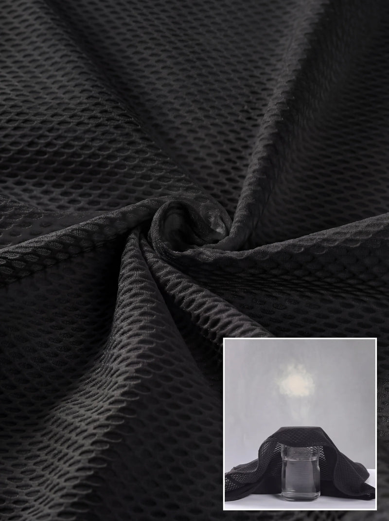 QUALICOS Women's Mesh Cycling Base Layer black jacquard mesh fabric close-up with breathable quick-dry texture