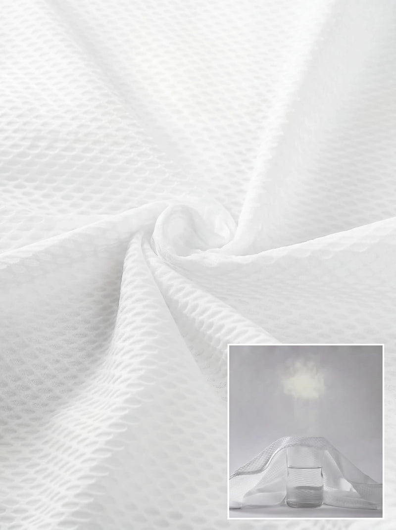 QUALICOS Women's Mesh Cycling Base Layer white jacquard mesh fabric close-up with breathable quick-dry texture