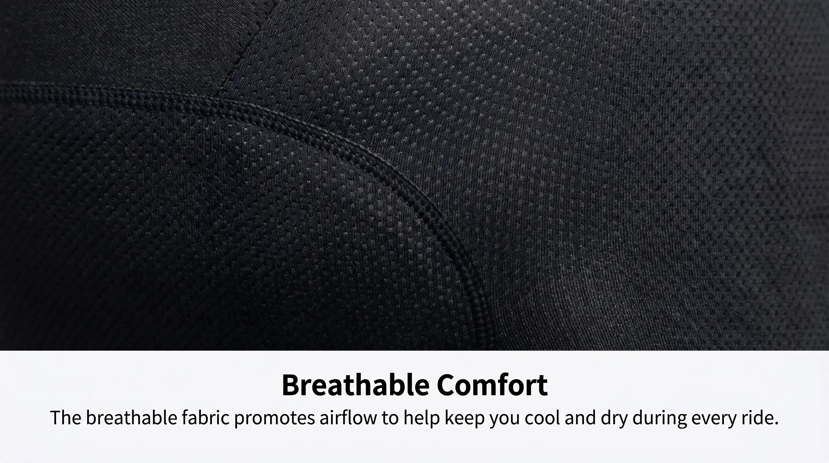 QUALICOS Women's Padded Boxer Briefs black breathable fabric detail for airflow and cycling comfort