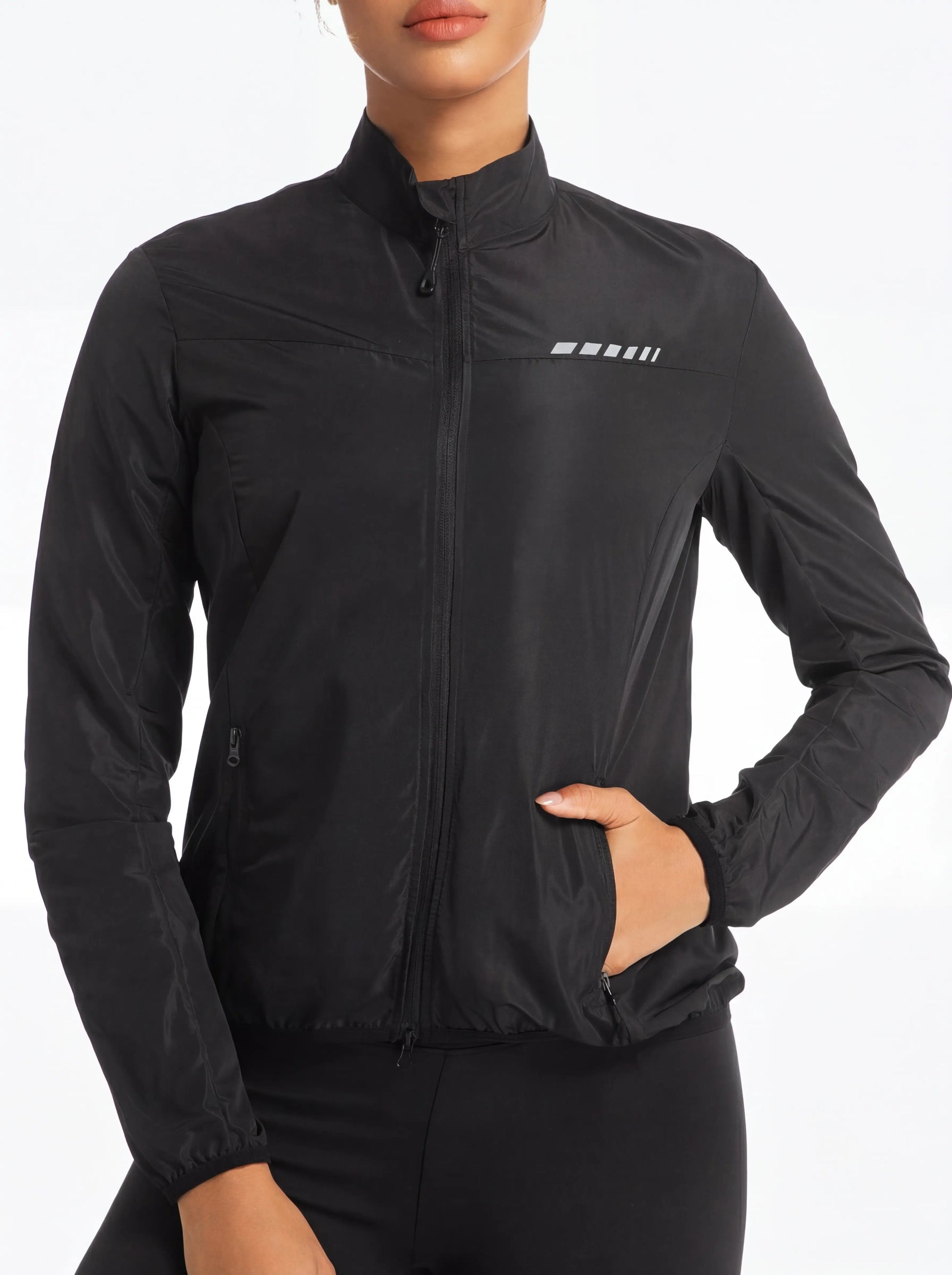 QUALICOS Women's Windproof Cycling Long Sleeve Jacket lightweight full-zip bike jacket with reflective detail