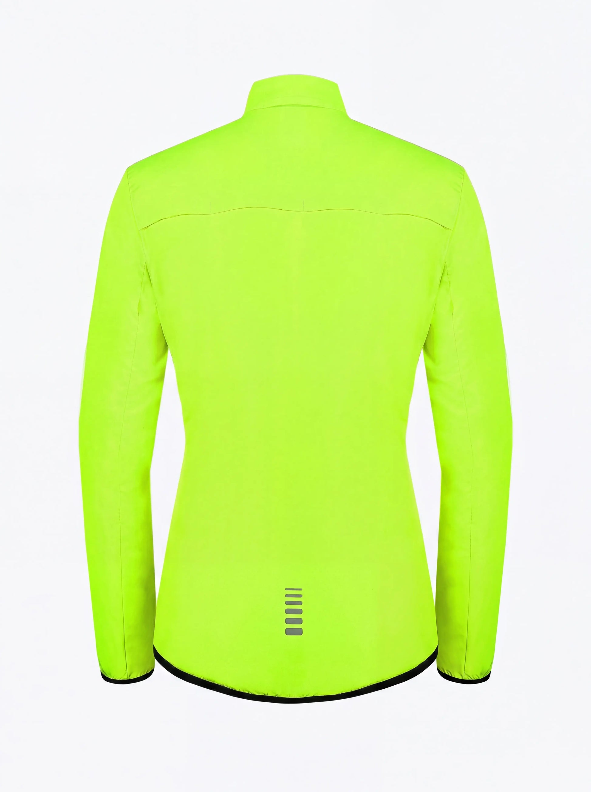 QUALICOS Women's Windproof Cycling Long Sleeve Jacket yellow back view with rear vent panel and lower reflective strip