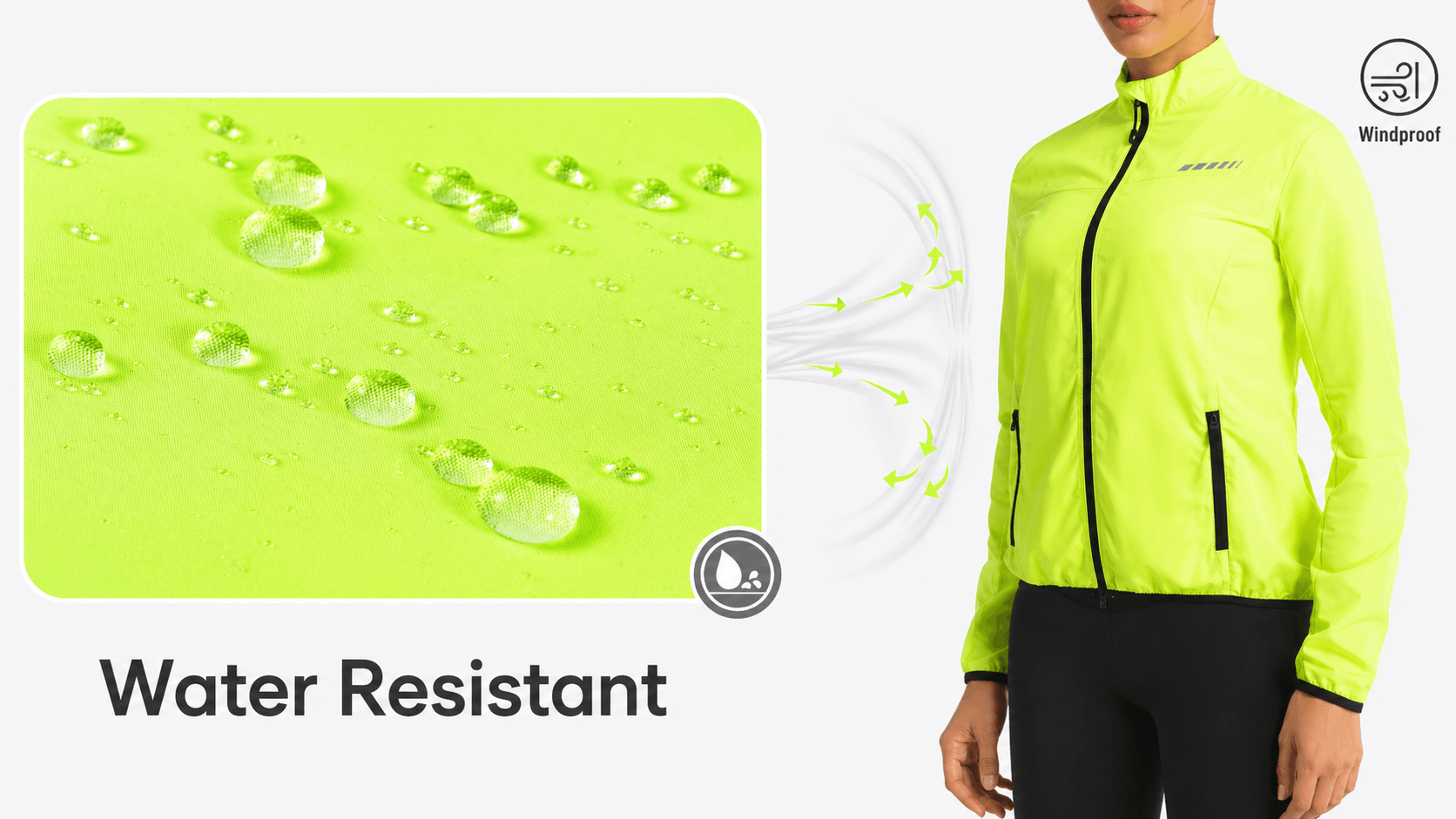 QUALICOS Women's Windproof Cycling Long Sleeve Jacket yellow water-resistant fabric with windproof full-zip design