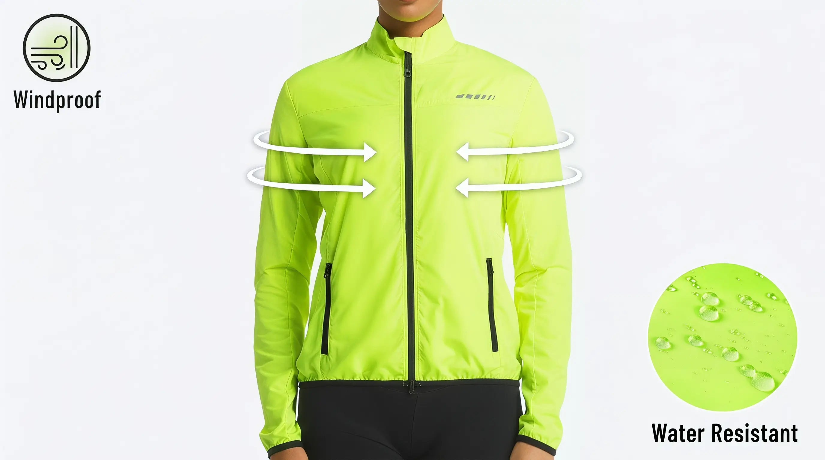 QUALICOS Women's Windproof Cycling Long Sleeve Jacket yellow windproof water-resistant full-zip jacket with side pockets
